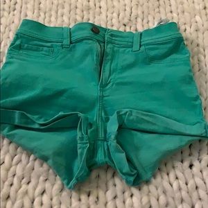 High rise turquoise Jean shorts